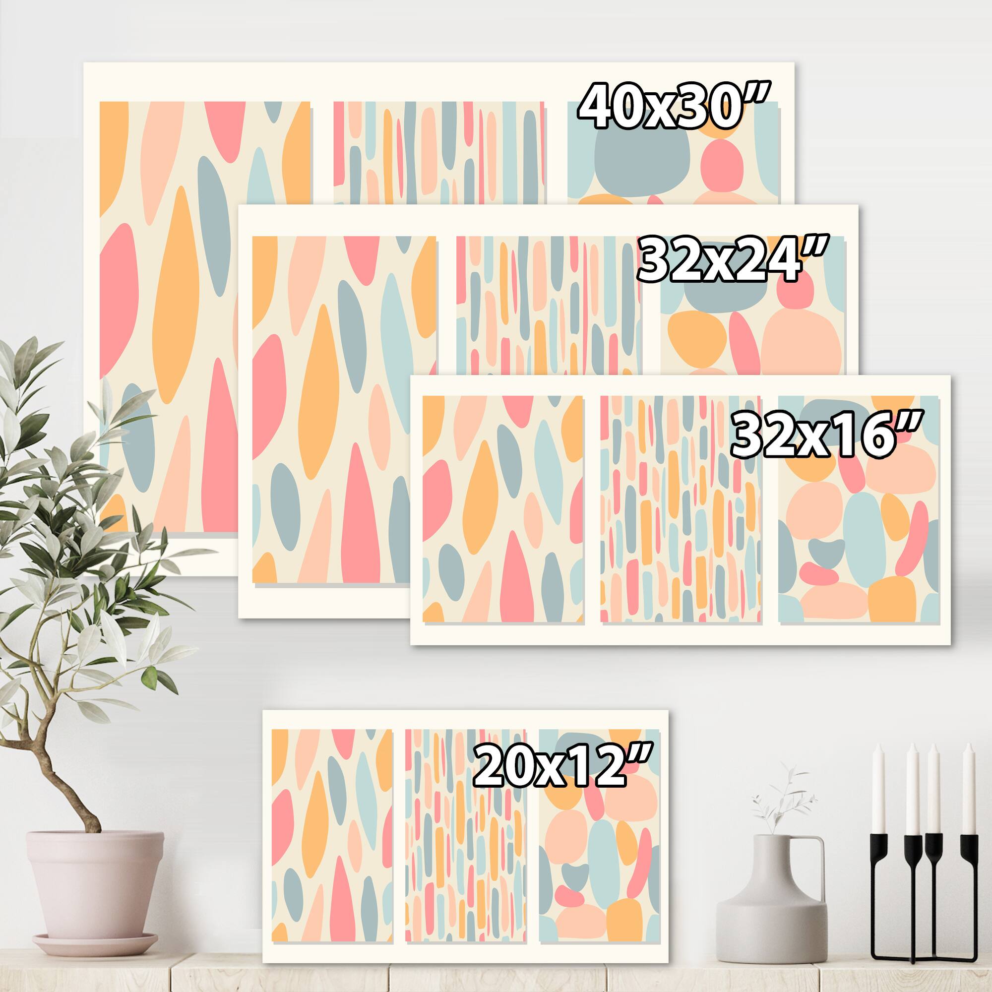 Designart - Patchwork of Pastel Shaped Organic Shapes